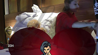 Ignoring Handjob for Christmas from a tight pussy hot cute small tits petite girl with lots of cum