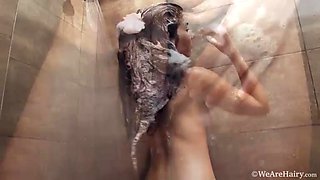 Virgin masturbates in her black bed all alone - Compilation - WeAreHairy
