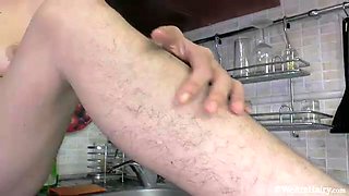 Lima strips in the kitchen and shows off sexy body - WeAreHairy