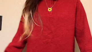 Cute curly brunette solo webcam masturbation