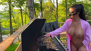 Step-Sister gets fucked during her family BBQ dinner