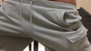 Risky Masturbation with Dildo in a Public Staircase