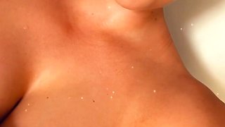 Glamour babe with big boobs masturbates in lingerie