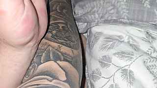 Tattooed step mom hand slip into step son dick for a handjob