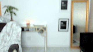 Busty curly brunette with big boobs fucks on couch