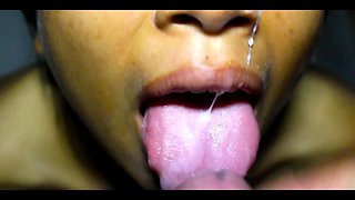 Very Sensual Blowjob From a Beautiful Mexican, They Fill Her Face with a Lot of Semen