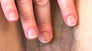 Take My Hairy Pussy in Nylon Pantyhose. the Mature BBW Spreads Her Legs and Cums Close-up.