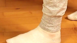 Dirty White Socks - Dangling and Foot Tease in Sweats