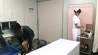 Nurse gives BF a hand job until he finishes off by WF