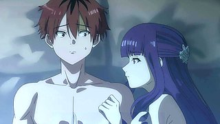 Unexpected hook-up between Fern and Stark under the starry sky in this anime parody