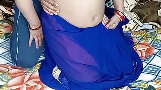 Bhabhi in blue color sari looking sexy.