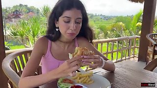 Cum Covered Delight in Public Cafe with Katty West