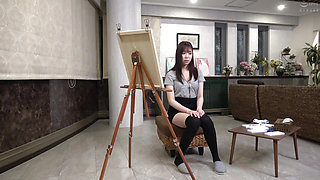 An Art College Student Watches Masturbation While Drawing!