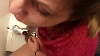 Pussy Play in Toilet with Cock Around Me