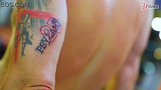 Pornstar Tattoo Artist gets Assfucked from Customer - hard Anal, ATM, facial cumshoot