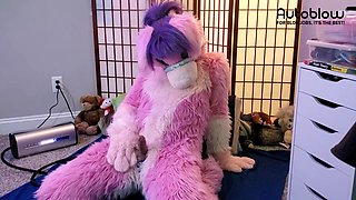 Pink furry Vicky Tart CANNOT GET ENOUGH of VacuGlide.