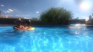 Pregnant Sex in the Pool Outside