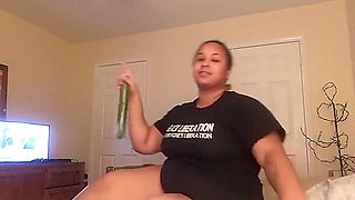 Play With My Cucumber Until He Comes Out Of The Bathroom And Fucks Me