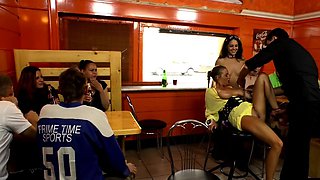 Cockhungry sluts pussybanged in public