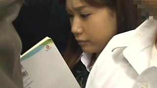 Azumi Mizushima gets her ass covered with cum in a public bus