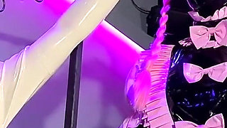 Rubber dolly fed three old cold condoms of cum