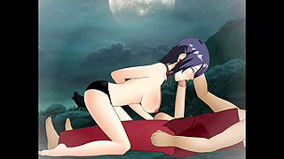 Touka Sloppy Passionate Deepthroat for Big Cock Under a Full Moon