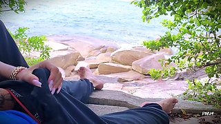 Handjob Surprise Ejaculation on the Beach