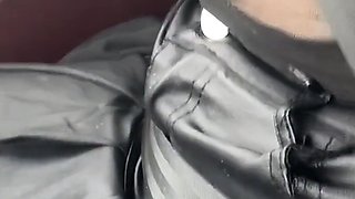 Leather Micro Skirt Stocking and Bitch Collar in Public