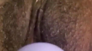 Stimulating My Hairy Black Pussy with Vibrator Intense Multi Orgasms