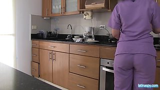 Step Mom With Huge Round Ass Works As A Maid And Gets Fucked By The Boss