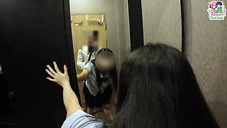 Thai students High school student in front of the mirror before going to school NiNewThai