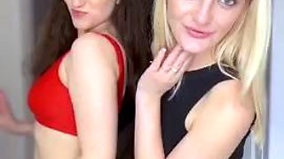 Amateur horny young blonde fingering pussy