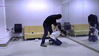 Chinese bondage in white socks