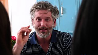 After class hardcore threesome with two slutty schoolgirls