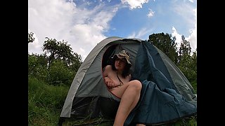 Boobs and Pussy Flashing at the Camping Site