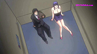 ''The Boss and the Horny Secretary'' Trapped Together in a Broken Elevator (Hentai Sex)