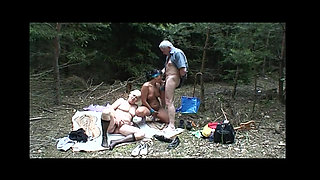 Old Couple Has an Outdoor Fuck with a Teen