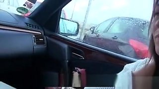 Bushy Eurobabe Drilled Inside The Car Of Stranger Guy
