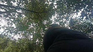 Slutty Latina in the Forest Exposing Her Ass in a Dress and Thongs