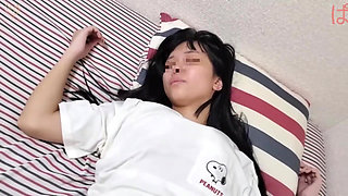 Raw Sex in Her Room After College with a Girl with Long Black Hair