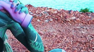 I Masturbate Outside My Anal Hole with Dildo Until I Need to Pee