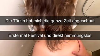 I fucked my German girlfriend from behind in a public toilet