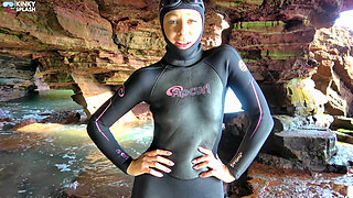 Wetsuit Cave Encounter: Secret Fun with Mysterious Stranger