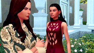 Young Indian girl gets down with her aunty in the kitchen