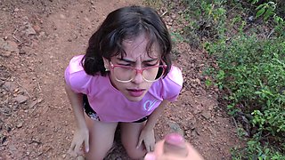 Latina Teen Gives a Blowjob in the Woods