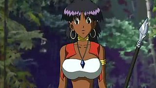 Animated Ebony Babe with Huge Boobs gets Fucked in Interracial Threesome