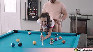 Playing pool with beautifl MILF Freya