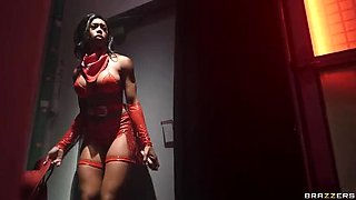 Nadia Jay Takes on a Wall of Big Cocks at Night - Brazzers