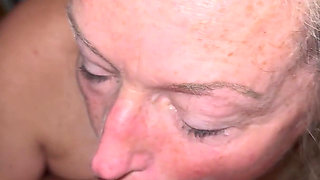 Oral MILF Blonde, Freckles, Green Eyes Sucks Daddy
