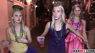 Sexy mates pound at mardi gras